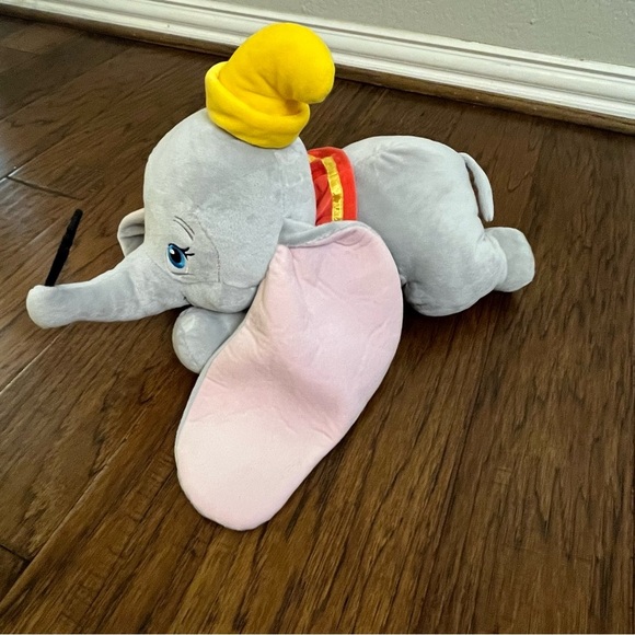 Disney Store Dumbo With Feather in Nose Plush with Yellow Hat - Picture 2 of 7